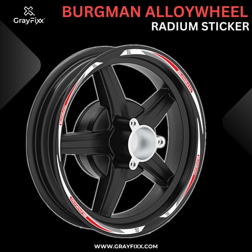 Alloy Wheel Radium Sticker for Burgman 125 | Printed in Premium Radium with FPF (Fade Protection Film), Waterproof, Precut Sticker, Pack Of 1